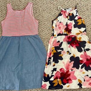 Old Navy Red Striped and Floral Kids Dress Set